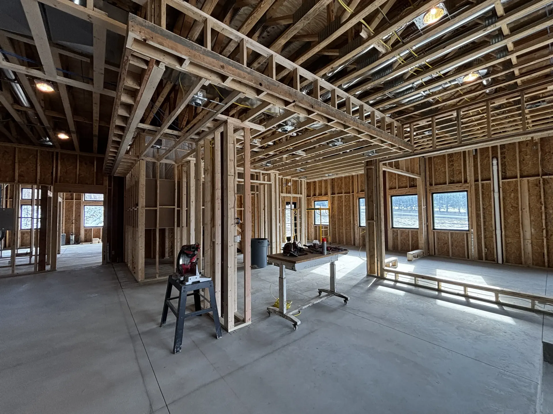Future reception area with ceiling cloud and light cove